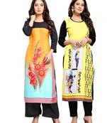 Multicolor printed crepe ethnic-kurtis