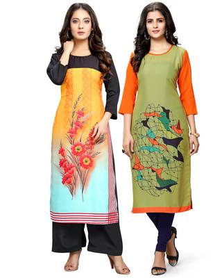 Multicolor printed crepe ethnic-kurtis 1