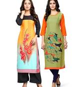 Multicolor printed crepe ethnic-kurtis