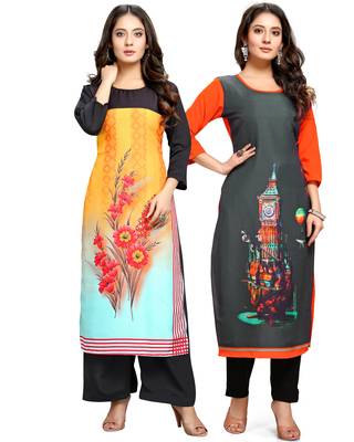 Multicolor printed crepe ethnic-kurtis 1