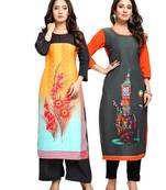 Multicolor printed crepe ethnic-kurtis