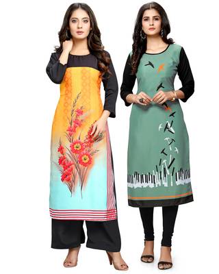 Multicolor printed crepe ethnic-kurtis 1