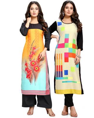 Multicolor printed crepe ethnic-kurtis 1