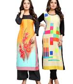 Multicolor printed crepe ethnic-kurtis