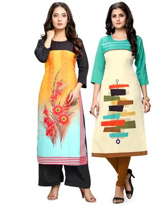 Multicolor printed crepe ethnic-kurtis 1