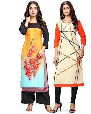 Multicolor printed crepe ethnic-kurtis 1
