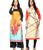 Multicolor printed crepe ethnic-kurtis