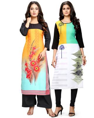 Multicolor printed crepe ethnic-kurtis 1