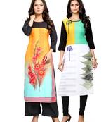 Multicolor printed crepe ethnic-kurtis