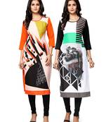 Multicolor printed crepe ethnic-kurtis