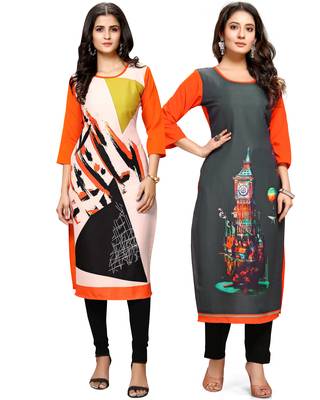 Multicolor printed crepe ethnic-kurtis 1