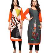 Multicolor printed crepe ethnic-kurtis