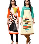 Multicolor printed crepe ethnic-kurtis