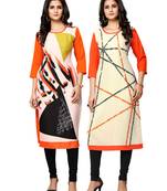 Multicolor printed crepe ethnic-kurtis