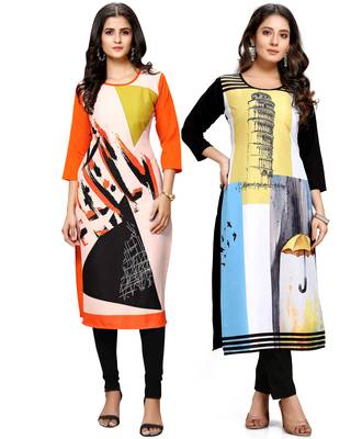 Multicolor printed crepe ethnic-kurtis 1