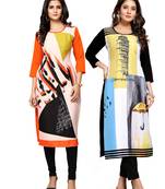Multicolor printed crepe ethnic-kurtis