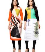 Multicolor printed crepe ethnic-kurtis