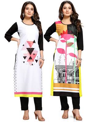 Multicolor printed crepe ethnic-kurtis 1