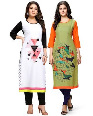 Multicolor printed crepe ethnic-kurtis 1