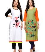 Multicolor printed crepe ethnic-kurtis