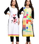 Multicolor printed crepe ethnic-kurtis