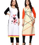 Multicolor printed crepe ethnic-kurtis
