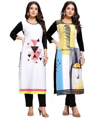 Multicolor printed crepe ethnic-kurtis 1