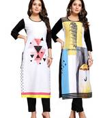 Multicolor printed crepe ethnic-kurtis