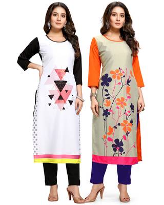 Multicolor printed crepe ethnic-kurtis 1