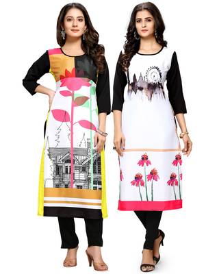 Multicolor printed crepe ethnic-kurtis 1