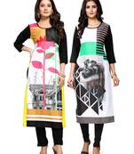 Multicolor printed crepe ethnic-kurtis