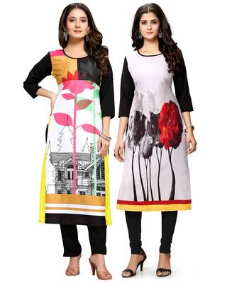 Multicolor printed crepe ethnic-kurtis 1
