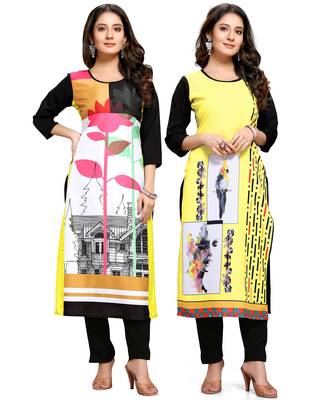Multicolor printed crepe ethnic-kurtis 1