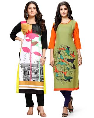Multicolor printed crepe ethnic-kurtis 1