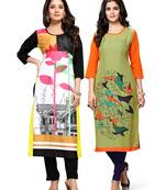 Multicolor printed crepe ethnic-kurtis