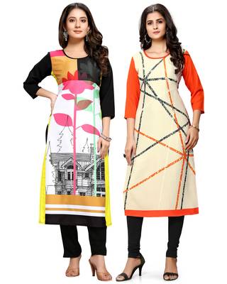 Multicolor printed crepe ethnic-kurtis 1