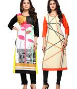 Multicolor printed crepe ethnic-kurtis