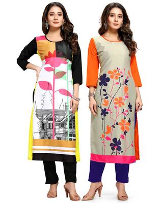 Multicolor printed crepe ethnic-kurtis 1