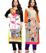 Multicolor printed crepe ethnic-kurtis
