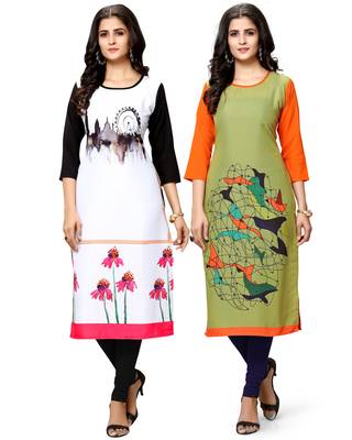 Multicolor printed crepe ethnic-kurtis 1