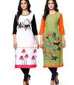Multicolor printed crepe ethnic-kurtis