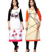 Multicolor printed crepe ethnic-kurtis