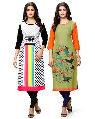 Multicolor printed crepe ethnic-kurtis 1
