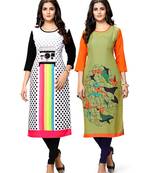 Multicolor printed crepe ethnic-kurtis