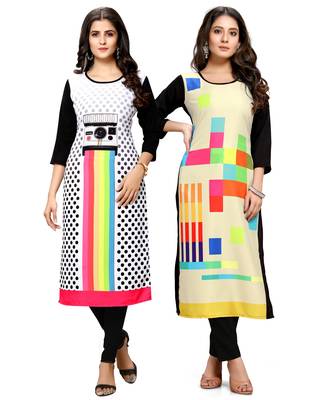 Multicolor printed crepe ethnic-kurtis 1