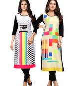 Multicolor printed crepe ethnic-kurtis