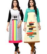 Multicolor printed crepe ethnic-kurtis