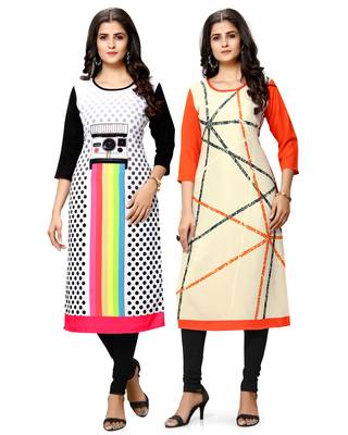 Multicolor printed crepe ethnic-kurtis 1