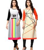 Multicolor printed crepe ethnic-kurtis