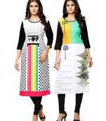 Multicolor printed crepe ethnic-kurtis
